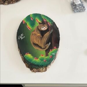 Hand-Painted Sloth Wood Art